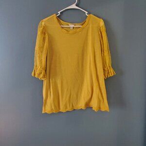 Cato womens size L yellow gold summer top lace sleeves